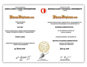 Middle East Tech University - Fake Diploma Sample from Turkey